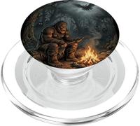 Bigfoot Campfire Cryptid Bosque Escena Nocturna PopSockets PopGrip para MagSafe
