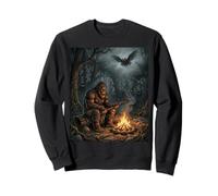 Bigfoot Campfire Cryptid Bosque Escena Nocturna Sudadera