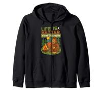 Bigfoot Camping - La vida es mejor alrededor de la fogata Sudadera con Capucha