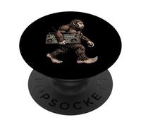Bigfoot Carry Boombox Sasquatch Retro Music Hip Hop 80s PopSockets PopGrip Adhesivo