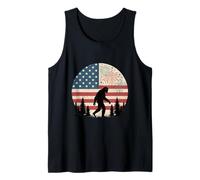 Bigfoot celebra bajo el 4 de julio fuegos artificiales y bandera de Estados Unidos Camiseta sin Mangas