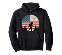 Bigfoot celebra bajo el 4 de julio fuegos artificiales y bandera de Estados Unidos Sudadera con Capucha