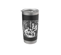 Bigfoot Comunicarse con el hombre Naturaleza Arte Vintage Vaso térmico de acero inoxidable de doble pared
