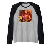 Bigfoot Cooking Grill BBQ Funny Gift Bigfoot Camiseta Manga Raglan