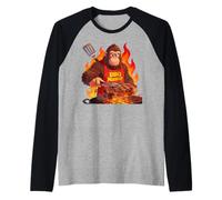 Bigfoot Cooking Grill BBQ Funny Gift Bigfoot Camiseta Manga Raglan