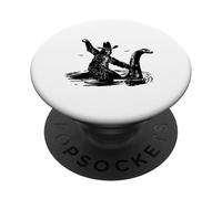 Bigfoot Cowboy Montando En Nessie -Sasquatch Loch Ness Monster PopSockets PopGrip Adhesivo