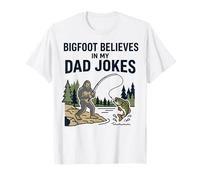 Bigfoot Fishing Funny Dad Jokes Sasquatch Día del Padre Camiseta