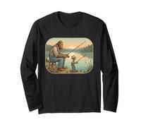Bigfoot Fishing Shirt Men Boys Sasquatch Fishing Manga Larga