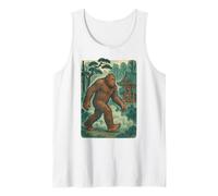 Bigfoot Forest Cryptid Templo Japonés Retro Sasquatch Art Camiseta sin Mangas