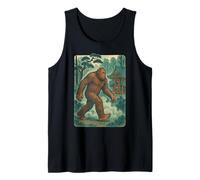 Bigfoot Forest Cryptid Templo Japonés Retro Sasquatch Art Camiseta sin Mangas