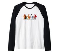 Bigfoot & Friends Holiday Crew con Papá Noel, muñeco de Nieve. Camiseta Manga Raglan