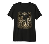 Bigfoot Guitar Alien Campfire UFO Divertido y Acogedor Encuentro Nocturno Camiseta Premium