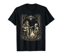 Bigfoot Guitarra Alien Campfire UFO Divertido Acogedor Paranormal Camiseta
