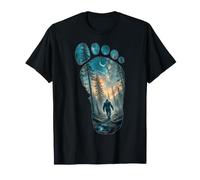 Bigfoot Huella Luna Luz Montaña Árboles Bosque Sasquatch Camiseta