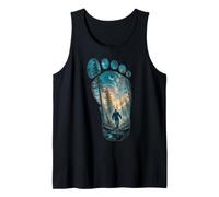 Bigfoot Huella Luna Luz Montaña Árboles Bosque Sasquatch Camiseta sin Mangas