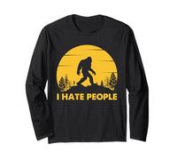 Bigfoot Humor introvertido Sasquatch Puesta del Sol Silueta Manga Larga