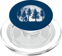 Bigfoot in The Forest Hiding at Night Full Moon Trees Nature PopSockets PopGrip para MagSafe