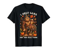 Bigfoot Introvertido Solo Vine por Acción De Gracias Camiseta gráfica económica, Hombre, Negro, S