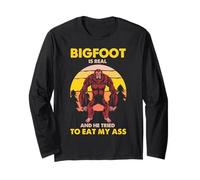 Bigfoot Is Real Funny Encounter Sasquatch Humor Design Manga Larga