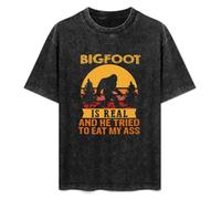 Bigfoot Is Real Sasquatch Believer Rolig Camping Vandring T-Shirt Printed tee Graphic Top for Men Black Shirt L