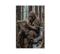 Bigfoot - Lienzo decorativo para leer el retrete del bosque, para leer periódicos, arte de pared, pinturas para sala de estar, dormitorio, decoración de 30 x 45 cm