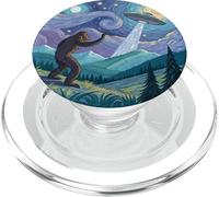 Bigfoot llega a un OVNI en Starry Sky PopSockets PopGrip para MagSafe