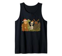 Bigfoot Loch Ness Monster Mothman Alien Cryptid Christmas Camiseta sin Mangas