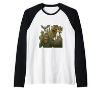 Bigfoot Loch Ness Mothman Lagarto Hombre Alien Chupacabras T-rex Camiseta Manga Raglan
