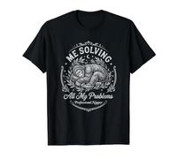 Bigfoot Me Resolviendo Mis Problemas Dormir Siesta Divertido Camiseta gráfica económica, Hombre, Negro, S
