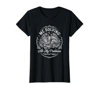 Bigfoot Me Resolviendo Mis Problemas Dormir Siesta Divertido Camiseta gráfica económica, Mujer, Negro, M
