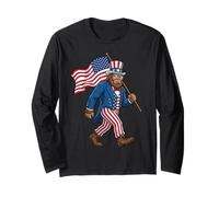 Bigfoot Merica Traje Ondeando Bandera Americana 250 Años 4 Julio Manga Larga