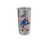 Bigfoot Merica Traje Ondeando Bandera Americana 250 Años 4 Julio Vaso térmico de acero inoxidable de doble pared