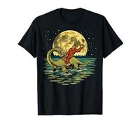 Bigfoot Montando Loch Ness Luna Criaturas Criptozoología Camiseta