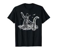 Bigfoot Montando Loch Ness Monstruo Cowboy Criaturas Cryptid Camiseta