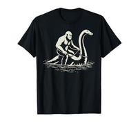 Bigfoot Montando Nessie Loch Ness Monstruo Sasquatch Cryptid Camiseta