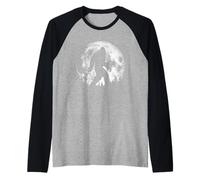 Bigfoot Night Stroll! Cool Full Moon & Trees Sasquatch Camiseta Manga Raglan