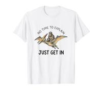 Bigfoot No Hay Tiempo para Explicar el Meme de Dinosaurio Camiseta gráfica económica, Hombre, Blanco, XL