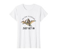 Bigfoot No Hay Tiempo para Explicar el Meme de Dinosaurio Camiseta gráfica económica, Mujer, Blanco, XL