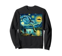 Bigfoot Noche Estrellada Lago Ness Extraterrestre OVNI dragón Lindo Lago Sudadera