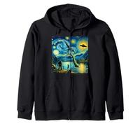 Bigfoot Noche Estrellada Lago Ness Extraterrestre OVNI dragón Lindo Lago Sudadera con Capucha