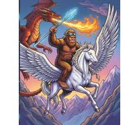 Bigfoot & Pegasus Mythical Mayhem: Epic Fantasy Sasquatch & Dragon Adventure Notebook | 7.5x9.25 College Ruled Composition Journal | Funny Cryptid Gift for Men, Boys, Teens, Gamers & D&D Fans
