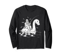 Bigfoot Pesca Lago Ness Monster Funny Lake Design Manga Larga