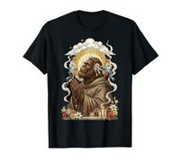 Bigfoot Rezando Coqueta Católica Sagrada Vintage Rosario Arco Camiseta