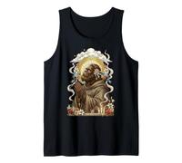 Bigfoot Rezando Coqueta Católica Sagrada Vintage Rosario Arco Camiseta sin Mangas