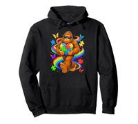 Bigfoot Rock Hand Autismo concienciación Rompecabezas corazón Cinta Sudadera con Capucha