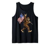 Bigfoot Rock On Hand - Letrero de Bandera Estadounidense del 4 de Julio de Estados Unidos Camiseta sin Mangas
