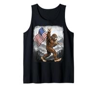 Bigfoot Rock On Hand - Letrero de Bandera Estadounidense del 4 de Julio de Estados Unidos Camiseta sin Mangas