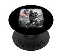 Bigfoot Rock On Hand - Letrero de Bandera Estadounidense del 4 de Julio de Estados Unidos PopSockets PopGrip Adhesivo