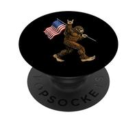 Bigfoot Rock On Hand - Letrero de Bandera Estadounidense del 4 de Julio de Estados Unidos PopSockets PopGrip Adhesivo