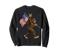 Bigfoot Rock On Hand - Letrero de Bandera Estadounidense del 4 de Julio de Estados Unidos Sudadera